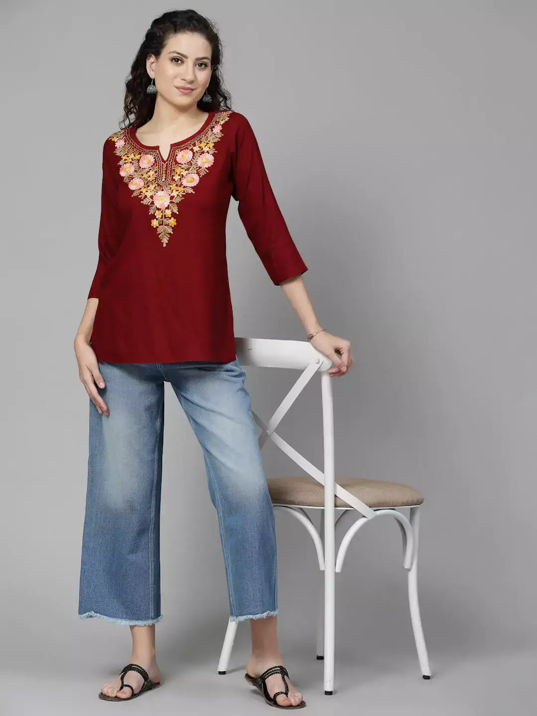 Israa Maroon Short Kurti - Image 3